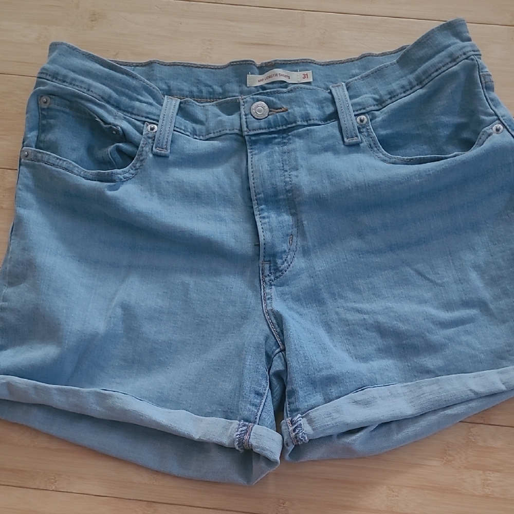 Levi's Light Blue Rolled-Hem Denim Shorts